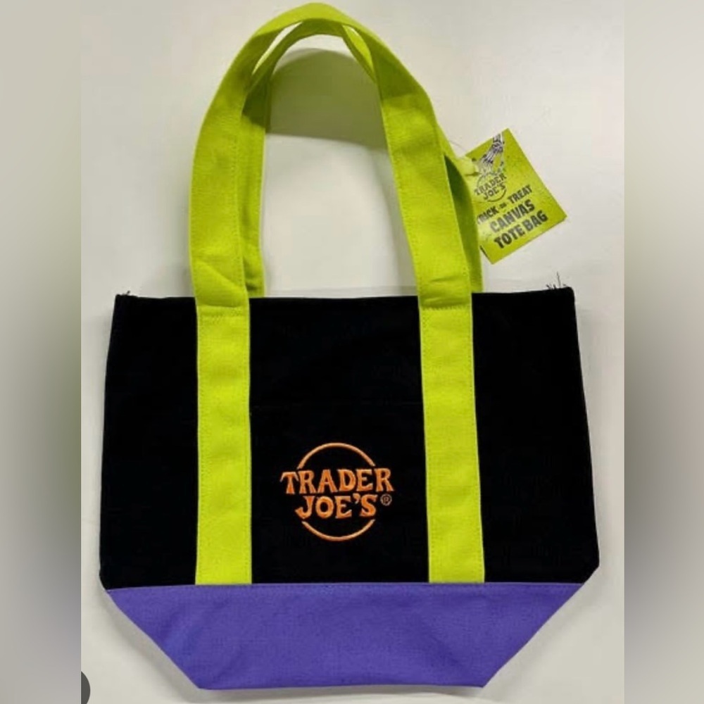 Trader Joe's Black and Purple Mini Tote Bag Halloween